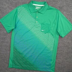 Nike Golf Tour Performance Polo Shirt Mens Medium Green Geometric Swoosh Pocket